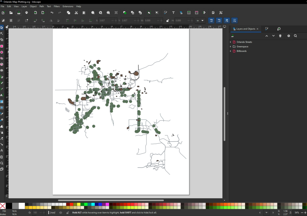 Inkscape showing all layers
